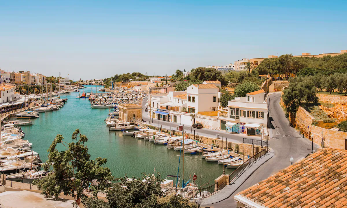 View of Ciutadella, Menorca, with its historic centre by the harbour.